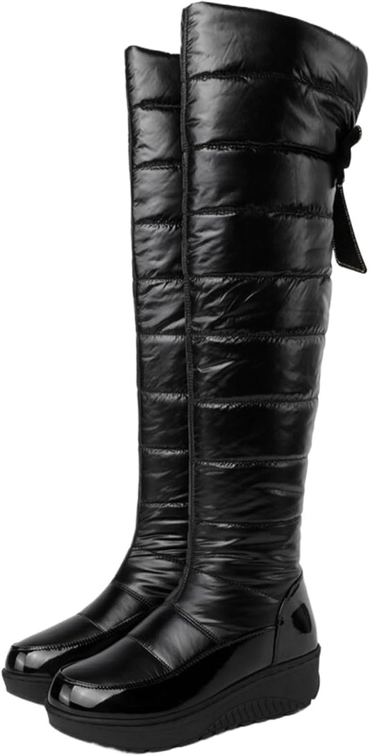 Over the Knee Black Waterproof Snow Boots for Women