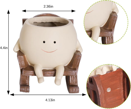 Smiley Face Rocking Chair Flower Pots