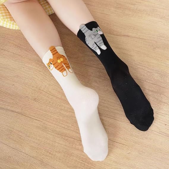 Cute Cat Socks with Fuzzy Balls