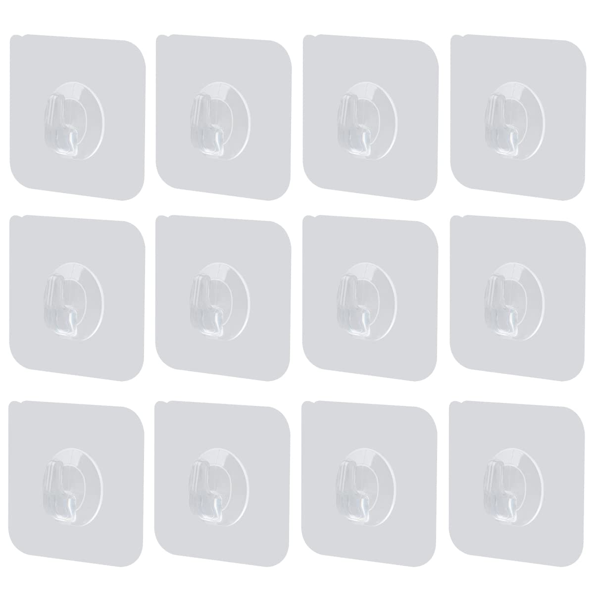 12 Pack Clear Self Adhesive Hooks Transparent Sticky Towel Hook Wall Hangers