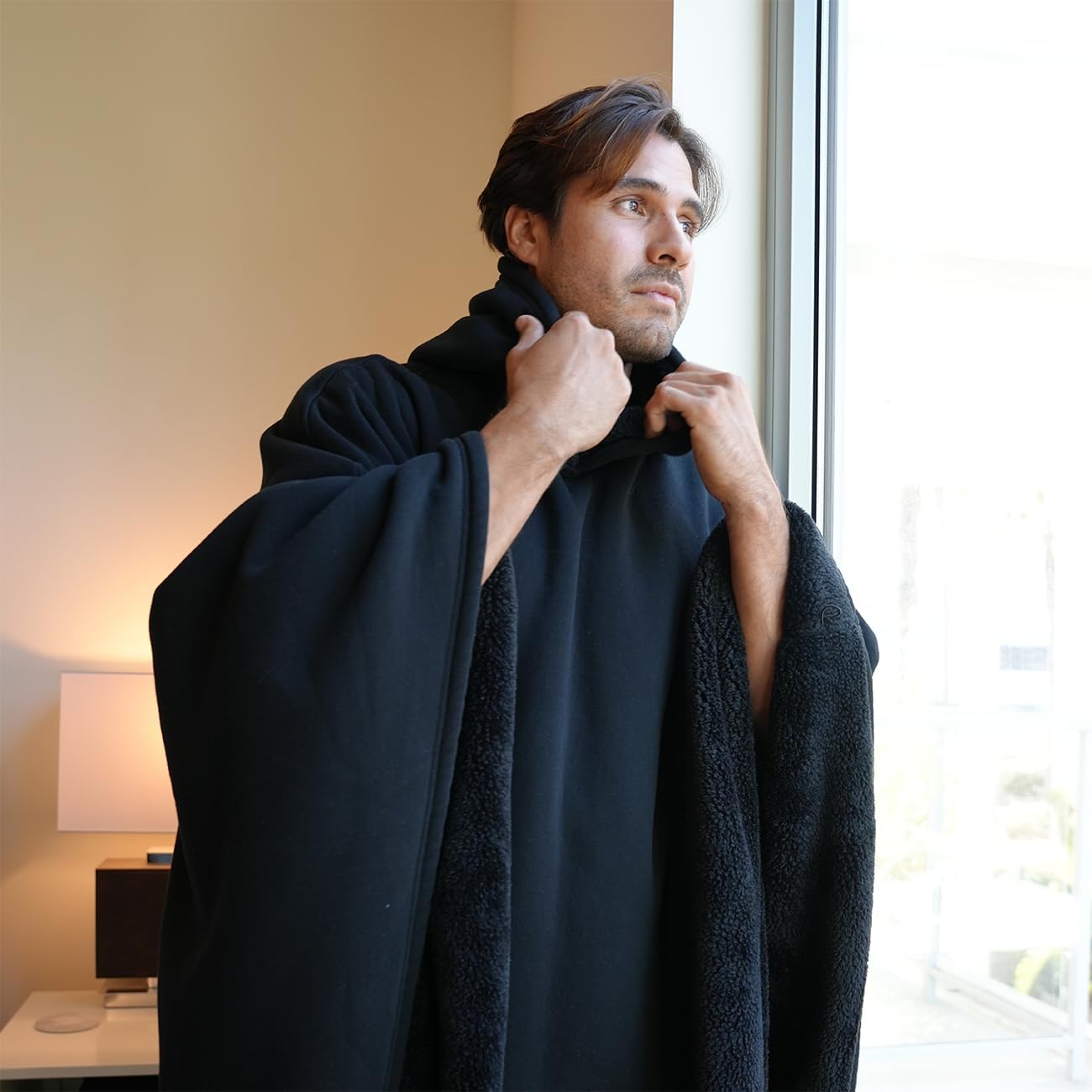 Oversized Weighted Hoodie Cloak with Ultra-Soft Faux Fur Liner