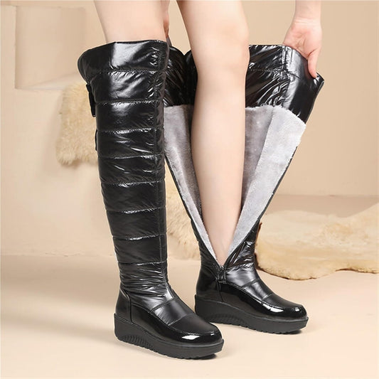 Over the Knee Black Waterproof  Snow Boots for Women