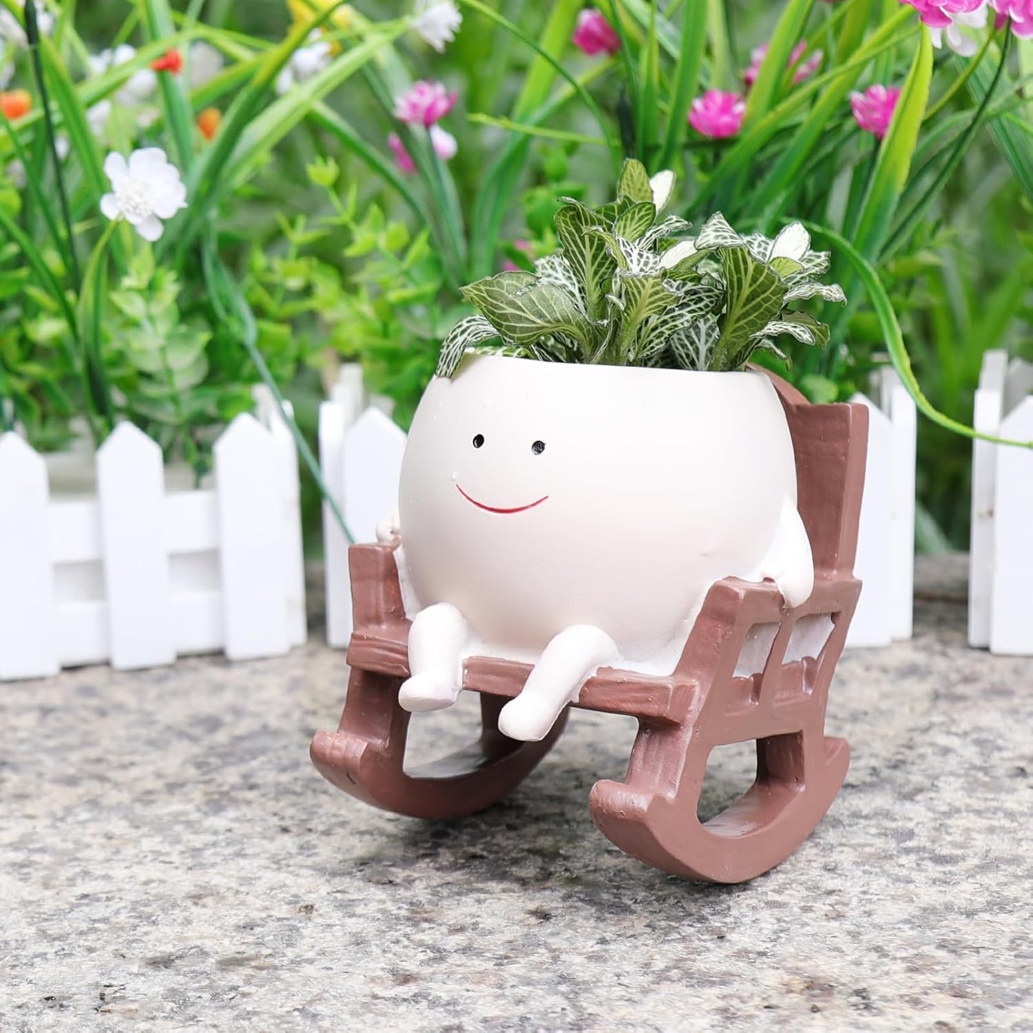 Smiley Face Rocking Chair Flower Pots