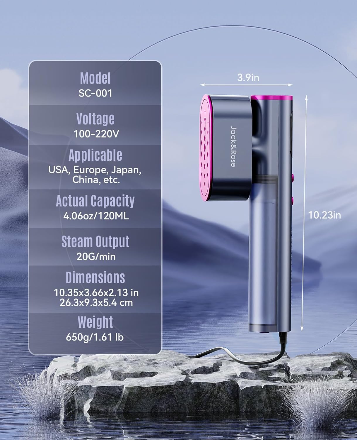 Dual Voltage Travel Steamer for Clothes