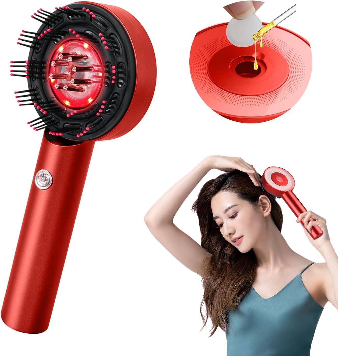 Electric Scalp Massager Comb with Built-in Oil Applicator