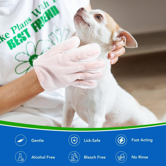 Pet Glove Wipes for Dogs and Cats Daily Care and Travel 48Pcs