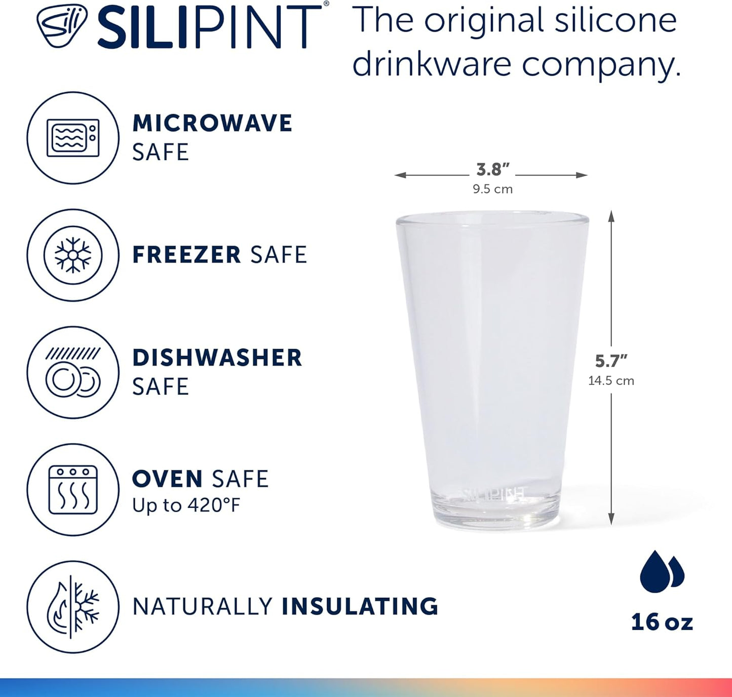 Silipint 16oz Silicone Pint Glass  Unbreakable