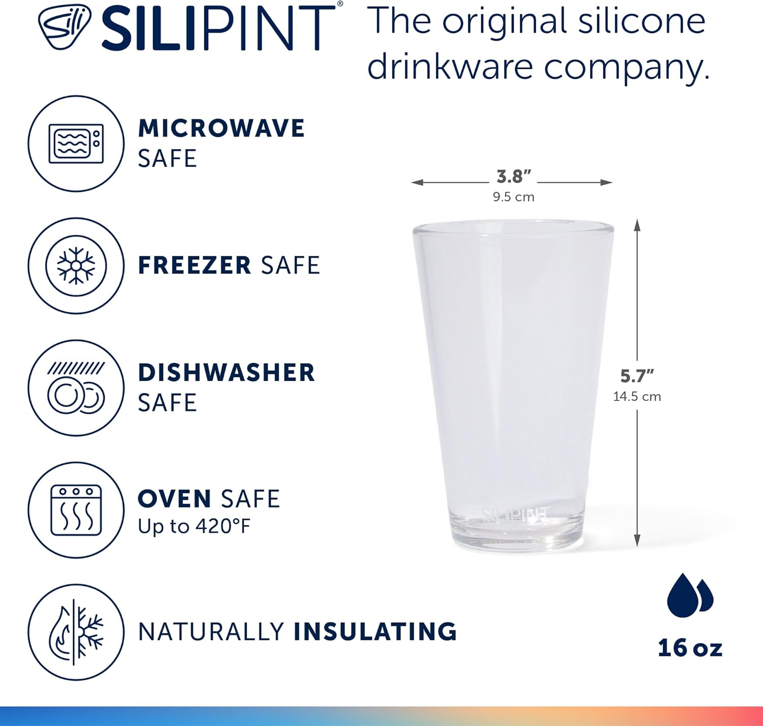 Silipint 16oz Silicone Pint Glass  Unbreakable
