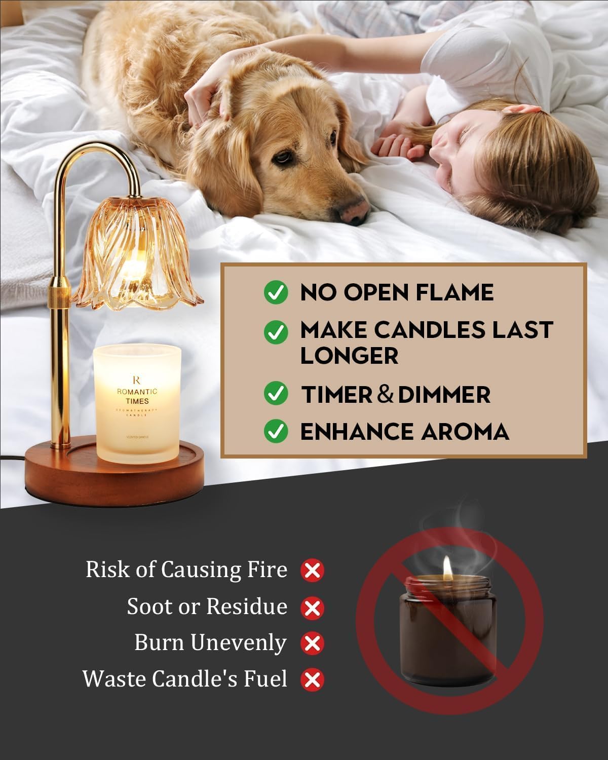 Cozy Flower Shaped Candle Warmer Lamp