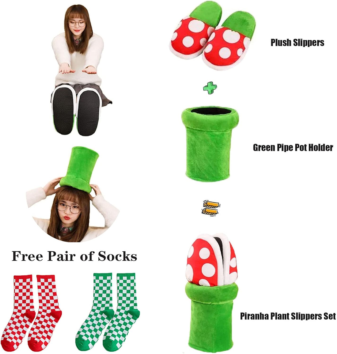 Mushroom Slippers with Pipe Pot Holder