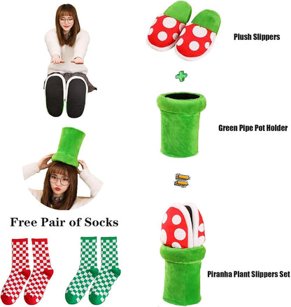 Mushroom Slippers with Pipe Pot Holder