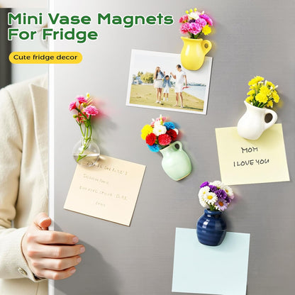 Cute Mini Ceramic Vase Fridge Magnets set