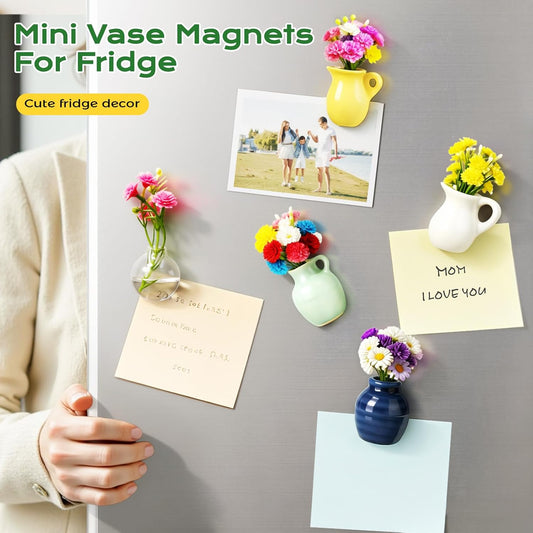 Cute Mini Ceramic Vase Fridge Magnets set