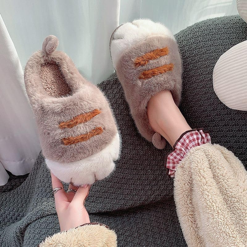 Cute Cat Paw Fluffy House Slippers