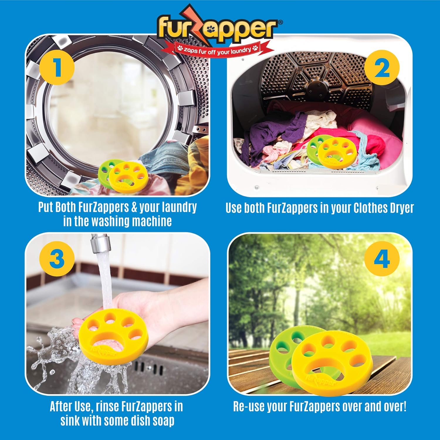FurZapper Pet Hair Remover for Laundry 2 Pack