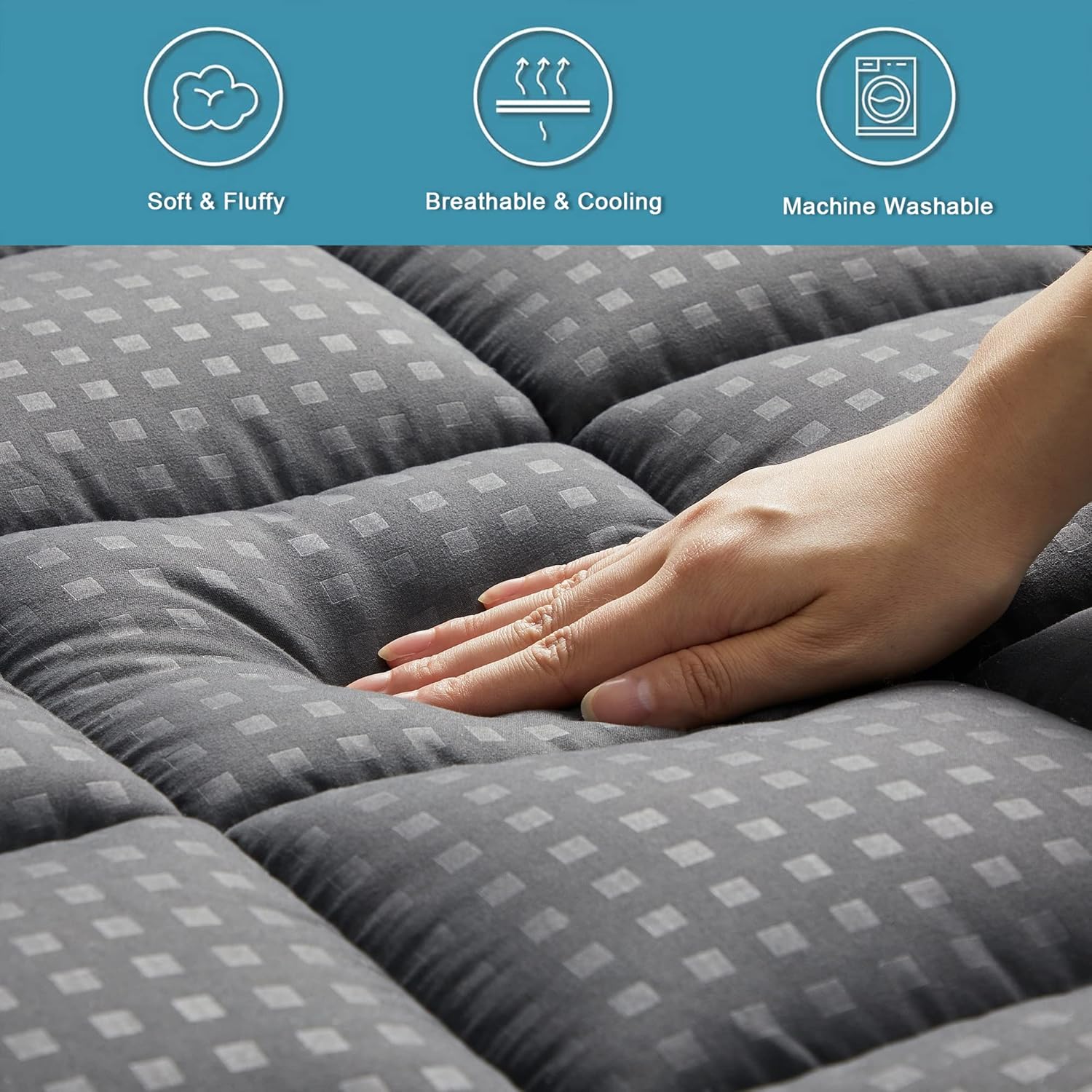 Full Mattress Pad Quilted Fitted Mattress Protector Cooling Pillow Top Mattress Cover