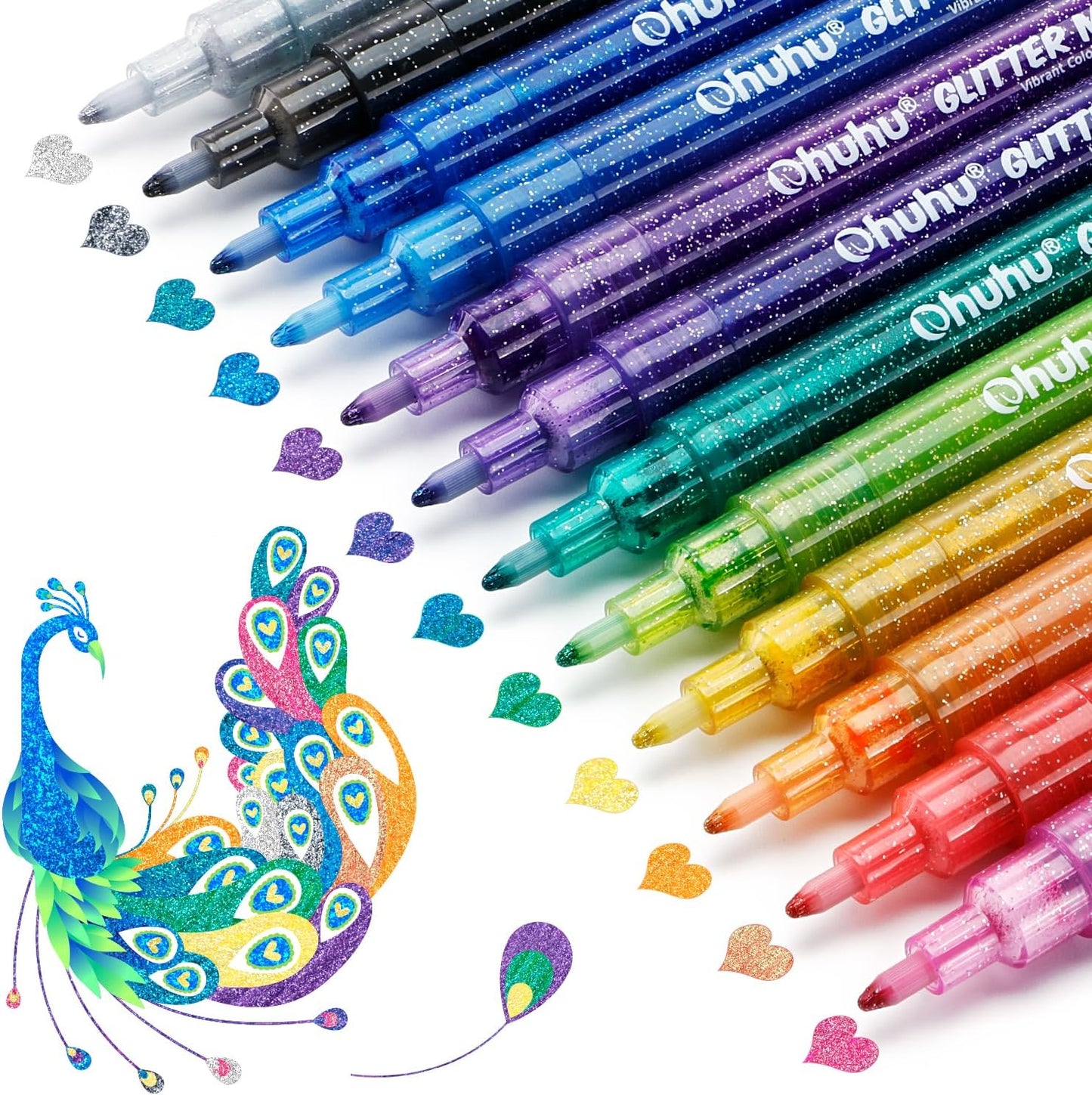 Water-based Ink Glitter Markers Pen for Kids (12 Colors)
