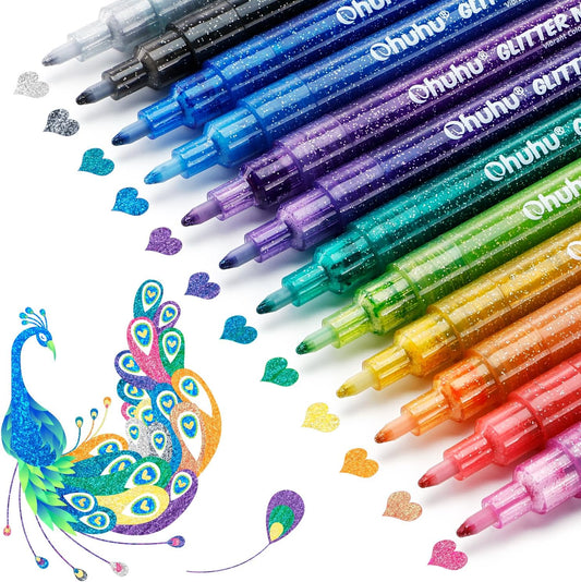 Water-based Ink Glitter Markers Pen for Kids (12 Colors)