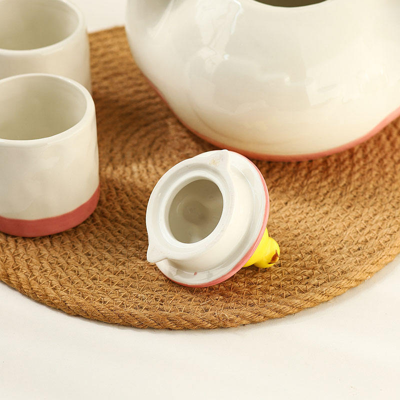 Creative Cartoon Cute Duck Ceramic Water Bottle with 4 cup