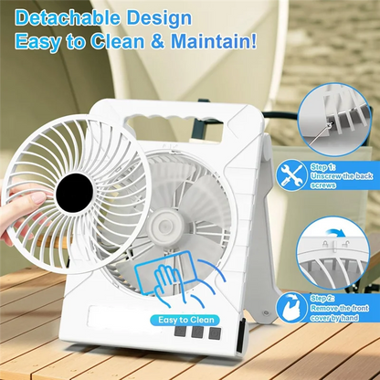 Portable Solar Rechargeable Fan