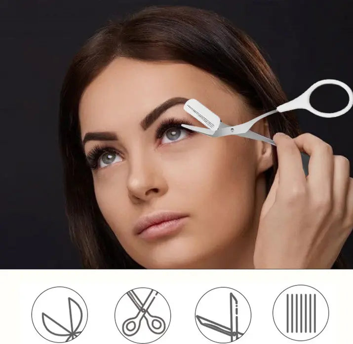 Stainless Steel Eyebrow Scissors with Comb