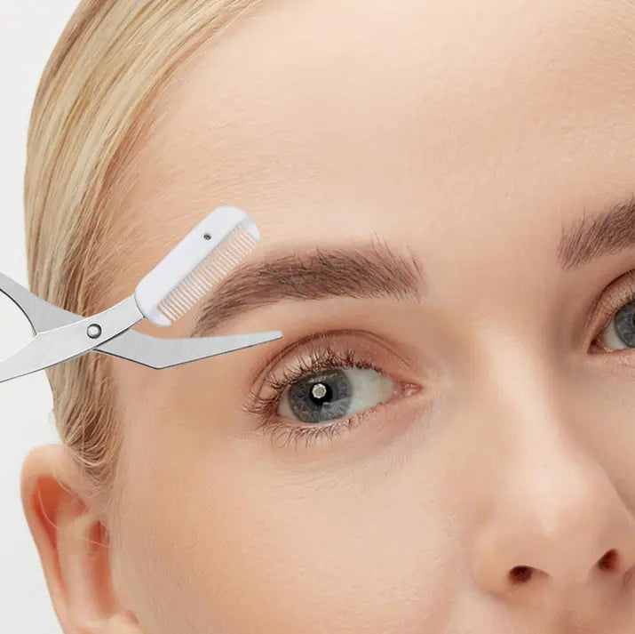 Stainless Steel Eyebrow Scissors with Comb