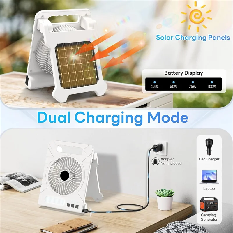 Portable Solar Rechargeable Fan