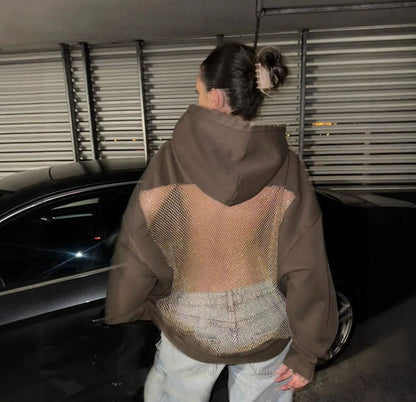 Women’s Hooded Sweatshirt with Mesh Back Panel