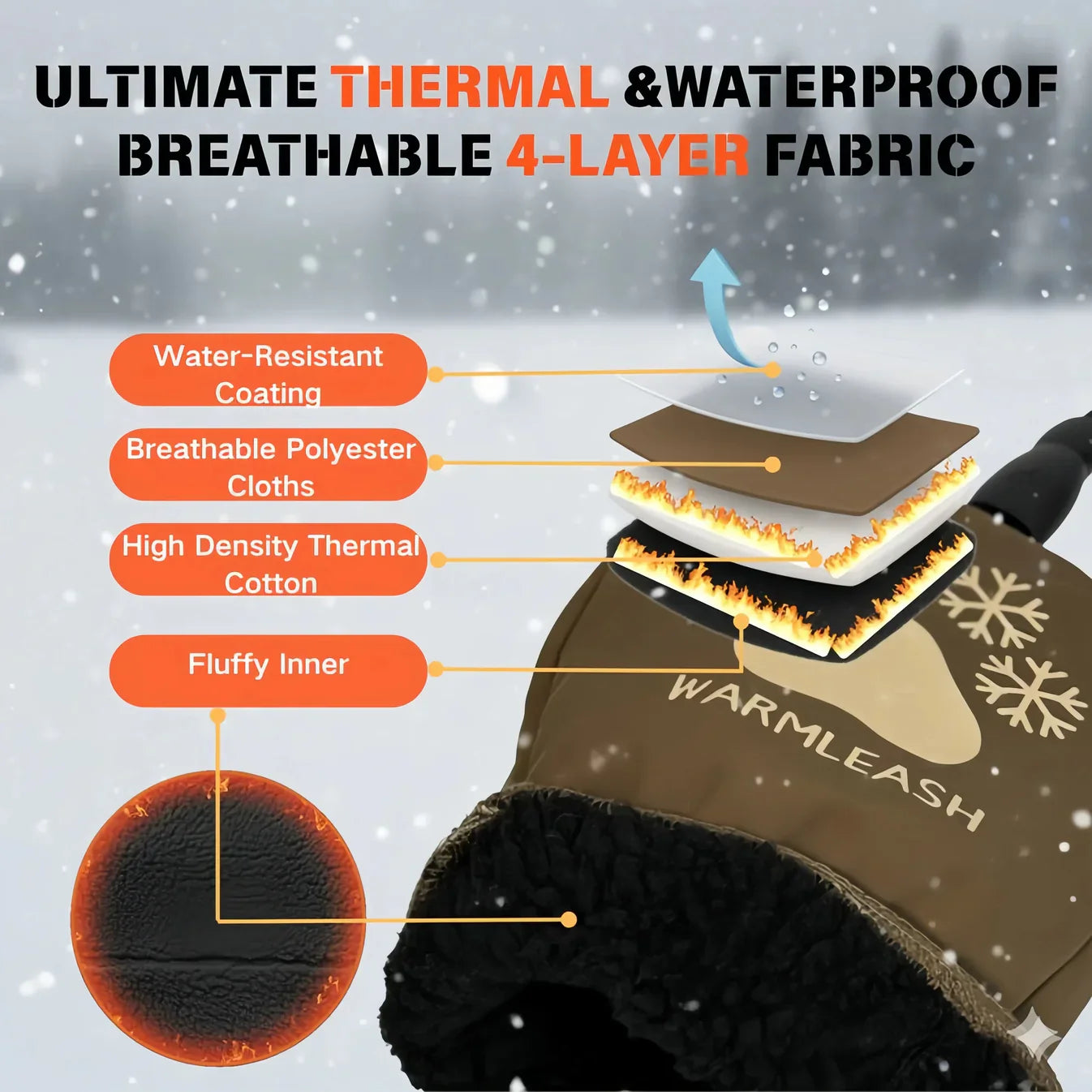 Dog Leash with Thermal Mitten